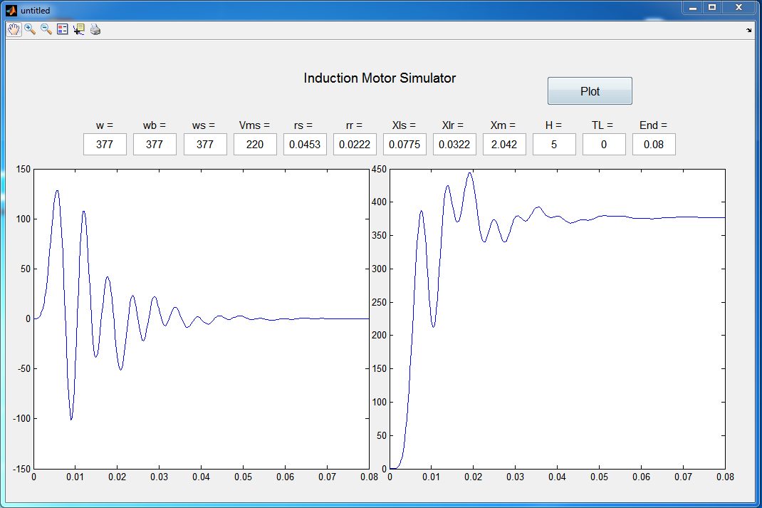 Matlab GUI Simulation of Induction Motor