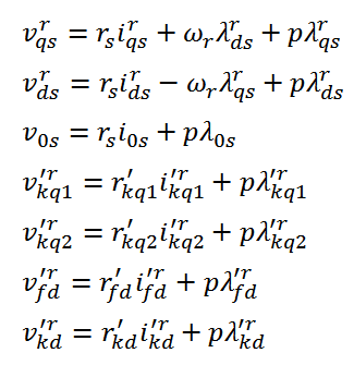 Synchronous Machine dq eq (16) معادلات حالت ماشین سنکرون